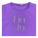LIU JO shirt girocollo tinta unita con stampa e applicazioni Viola per Bambina GF4093 VIOLA LIU JO 