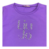 LIU JO shirt girocollo tinta unita con stampa e applicazioni Viola per Bambina GF4093 VIOLA LIU JO 