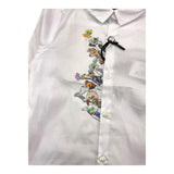 Daniele Alessandrini Long Sleeve Shirt Solid Color with Contrast Print White for Newborns
