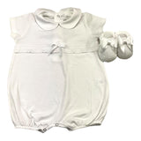 Story Loris Romper Half Sleeve Solid Color With White Booties For Newborn