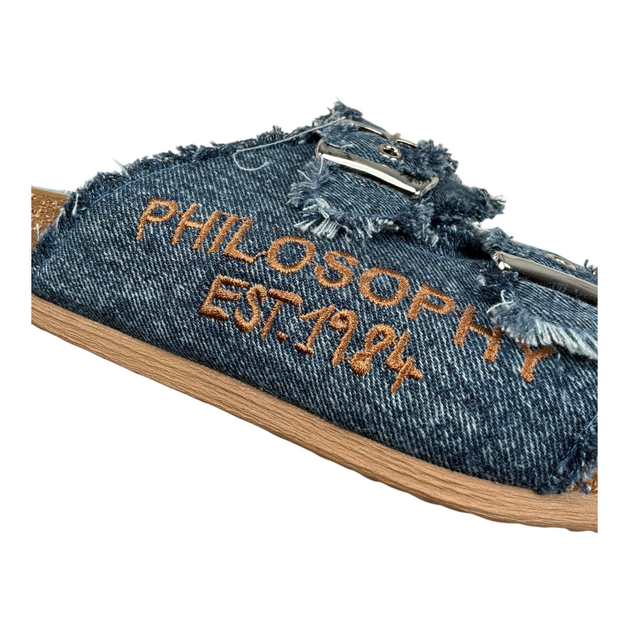 Philosophy Ciabatta In Denim con Doppia Fibia per Bambina I8E001 BLU PHILOSOPHY 