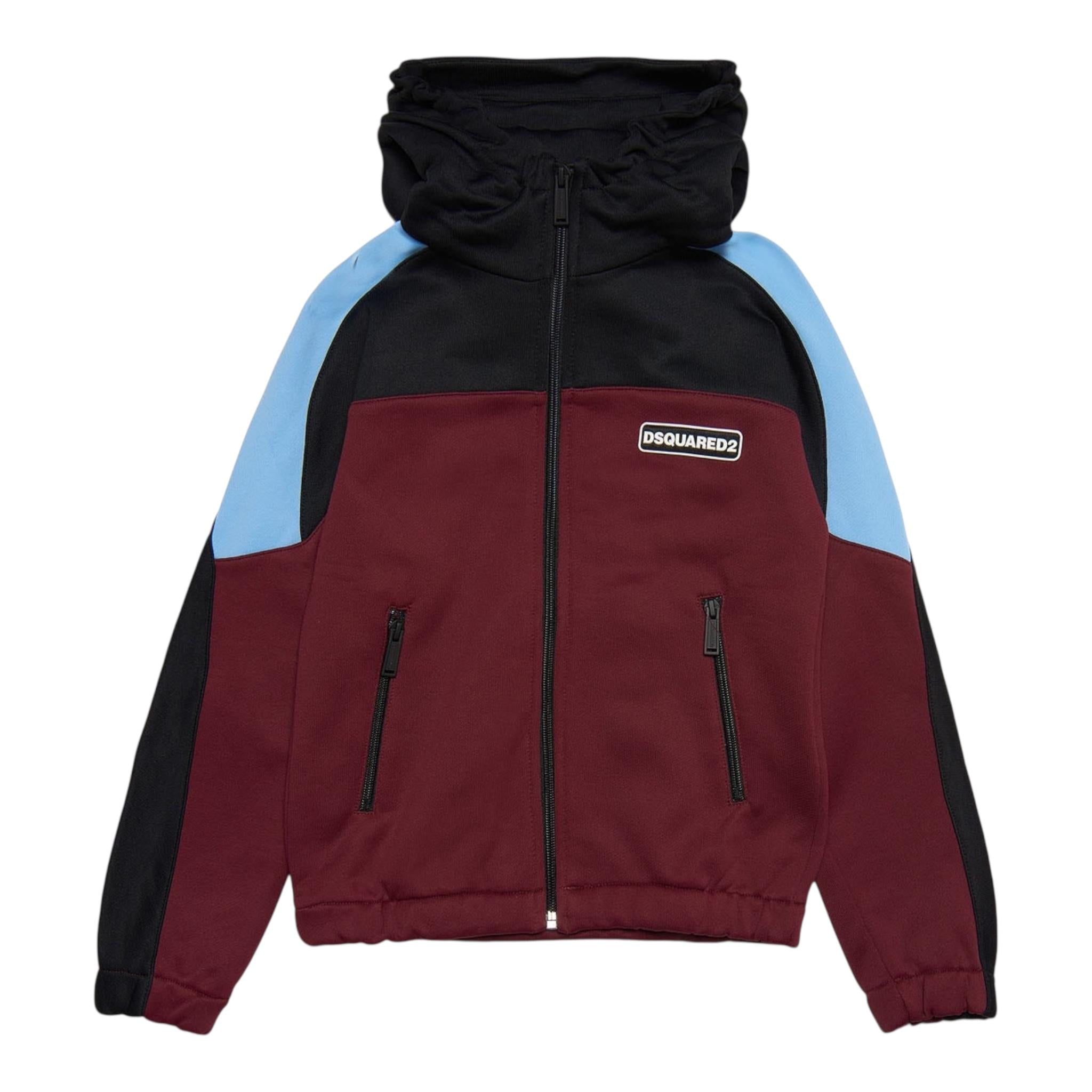 BALMAIN felpa con zip e cappuccio tricolore Bordeaux per Bambino DQ1951 BORDEAUX BALMAIN 