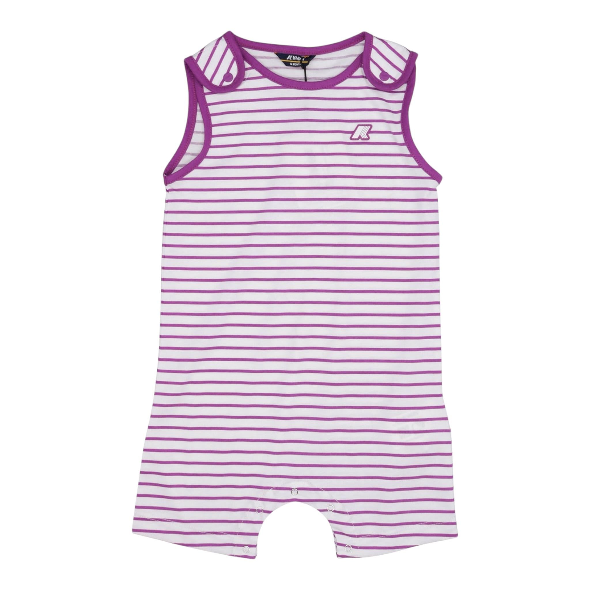 K-Way Pagliaccetto Giromanica Fantasia A Righe per Neonata K2137VW BIANCO/VIOLA K-WAY 