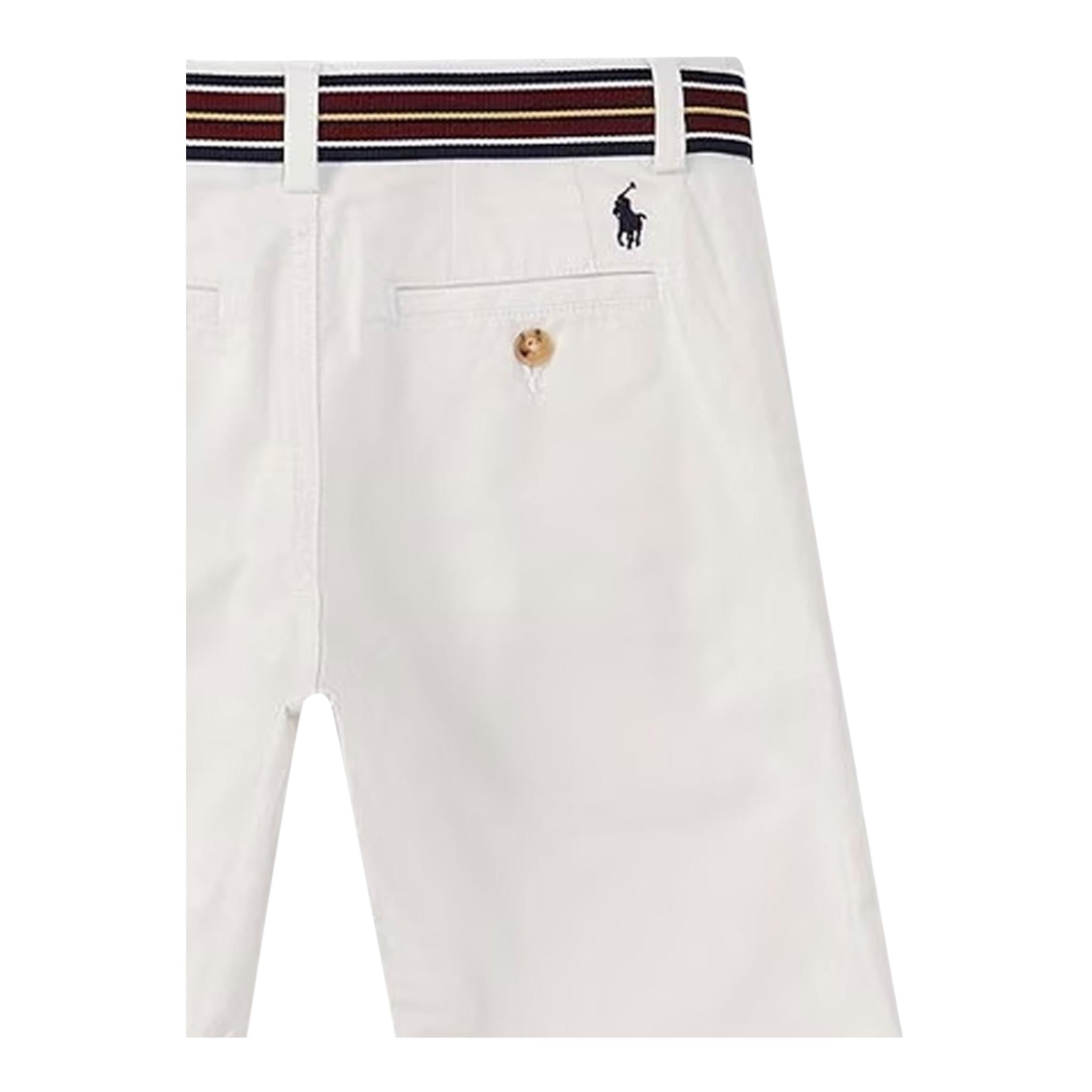Ralph Lauren Bermuda Tinta Unita con Cintura per Bambino 322863960013 BIANCO RALPH LAUREN 