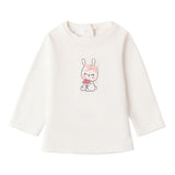 I DO shirt girocollo tinta unita con ricamo Panna per Neonata 4A277 PANNA I DO 