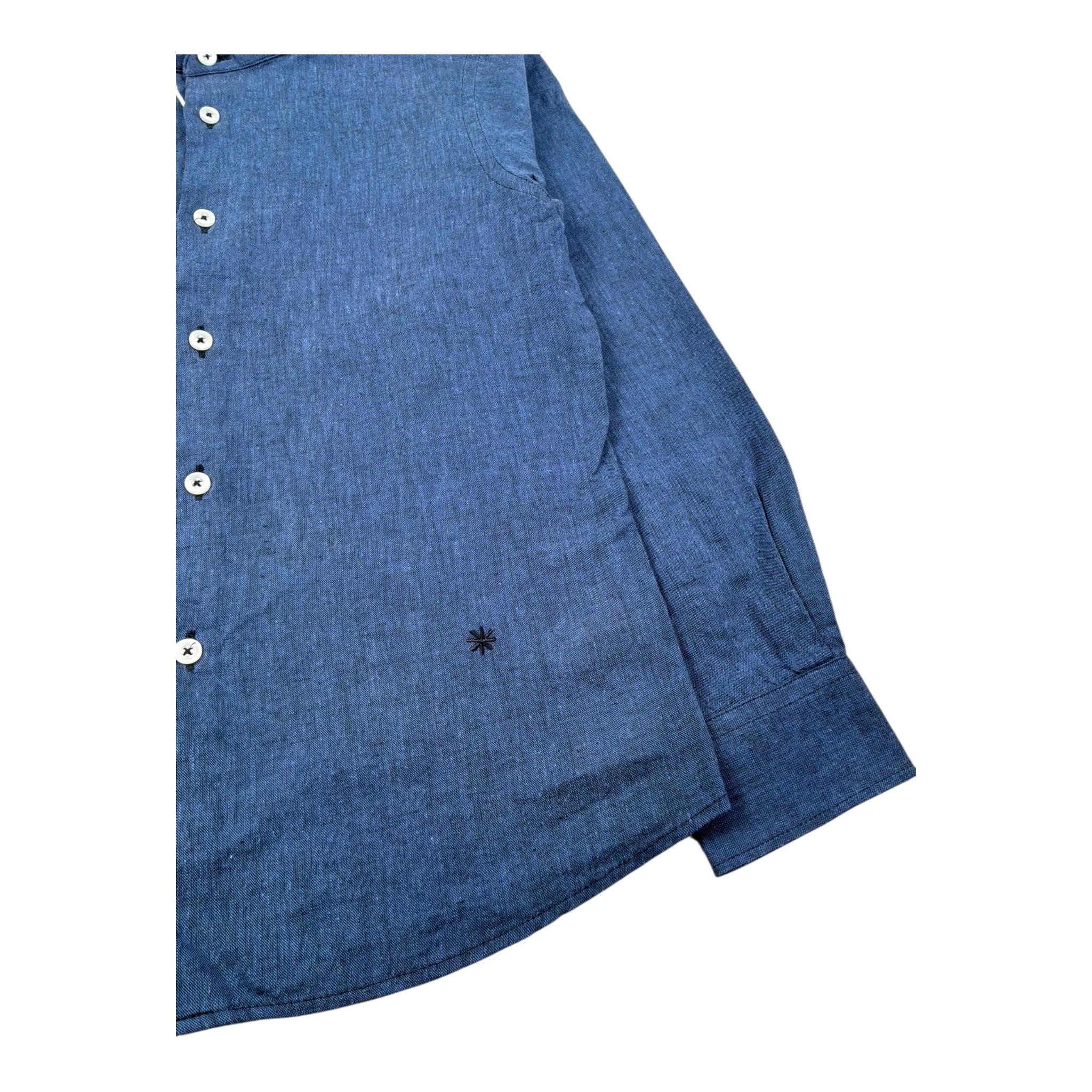 Manuel Ritz Camicia Manica Lunga Tinta Unita con Collo Coreano per Bambino MR2876 BLU MANUEL RITZ 