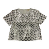 Michael Kors Girls' Silver Sequin Check Crew Neck T-Shirt