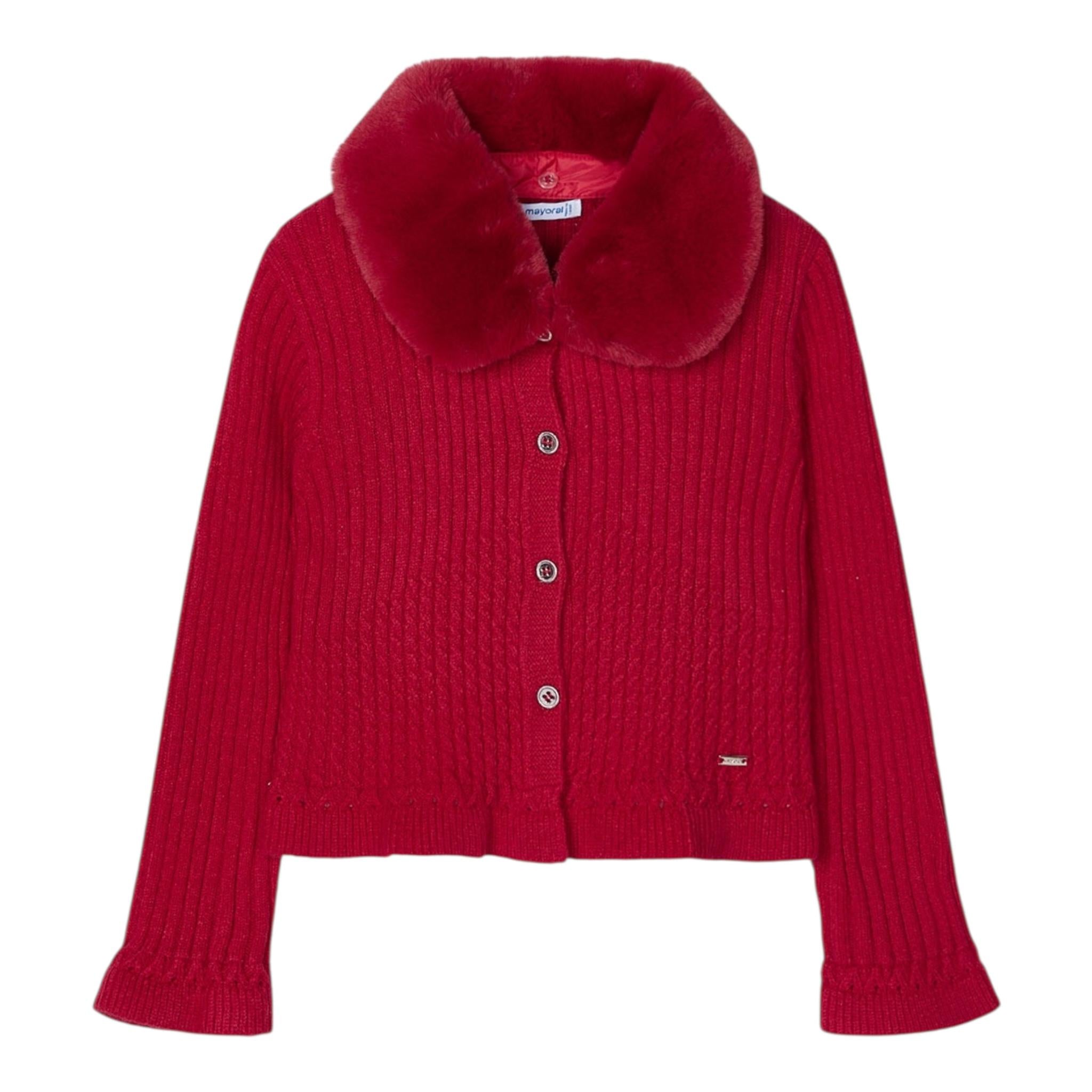 MAYORAL cardigan tinta unita con colletto rimovibile Rosso per Bambina 4362X ROSSO MAYORAL 