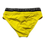 Bikkembergs Swimsuit Solid Color With Elastic Waistband With Logo Yellow For Boys