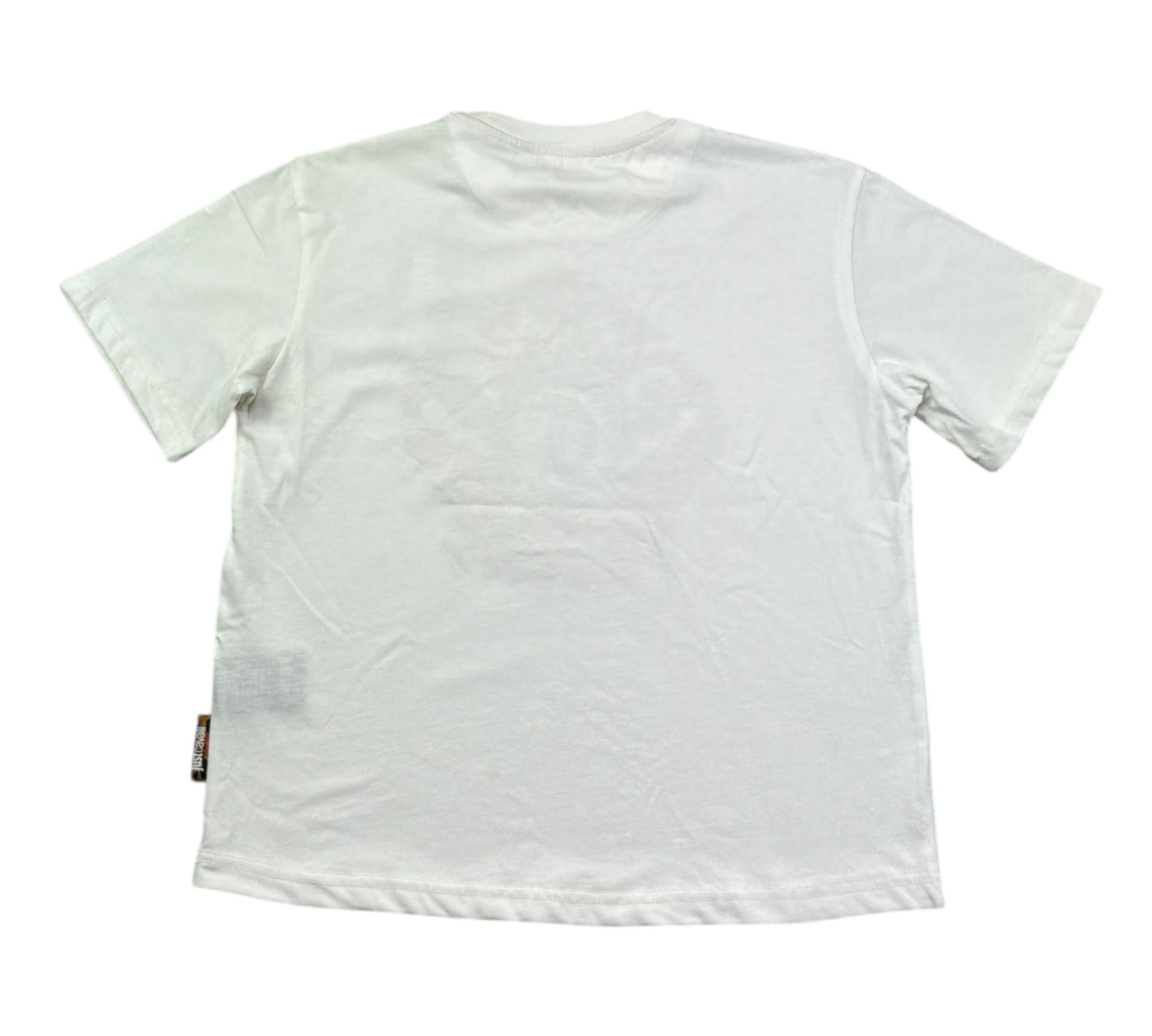 Just Cavalli T-Shirt Girocollo Tinta Unita con Stampa In Contrasto per Bambino JBP26035TS BIANCO JUST CAVALLI 