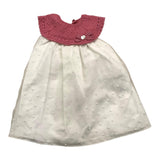 Paz Rodriguez Solid Color Sleeveless Dress With Cream Embroidery For Baby Girl
