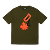 DSQUARED2 t-shirt girocollo tinta unita con stampa in contrasto Verde per Bambino DQ2464 VERDE DSQUARED2 