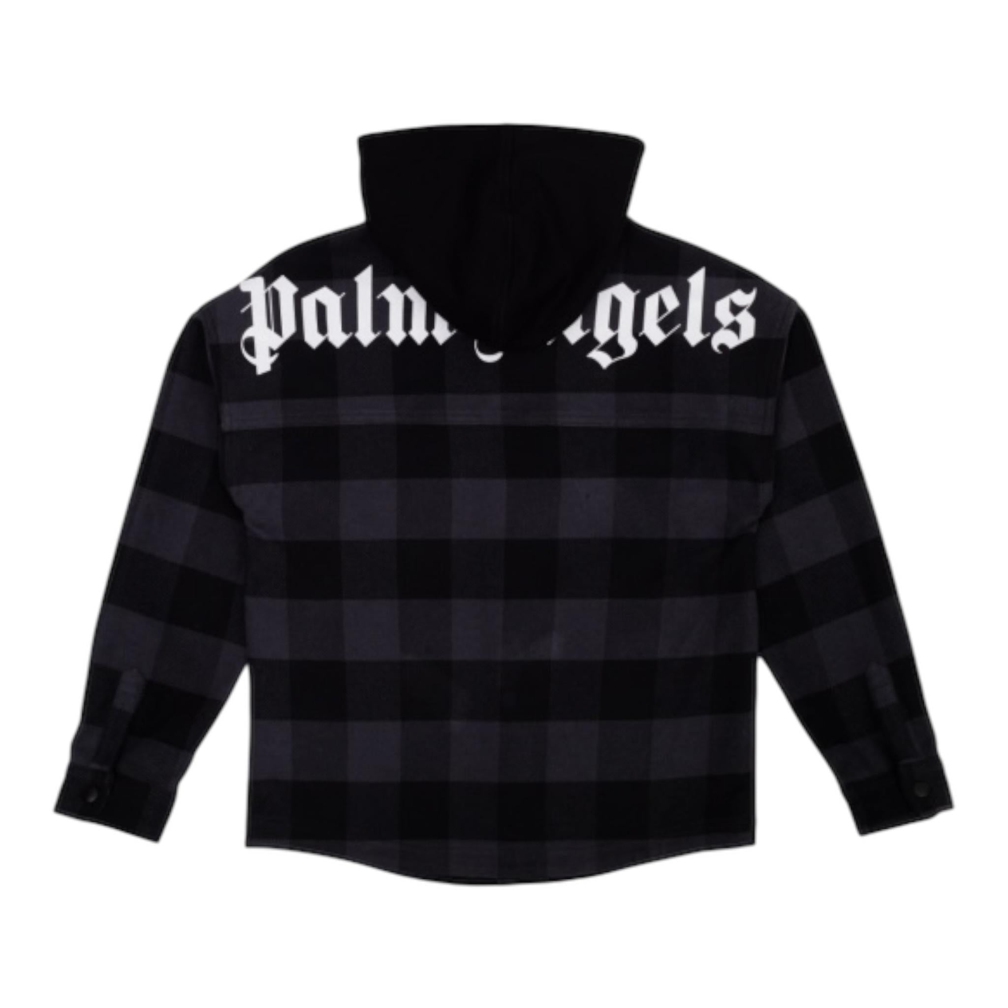 PALM ANGELS giacca modello camicia tinta unita con fantasia a quadri Nero per Bambino PBES002C99 NERO PALM ANGELS 