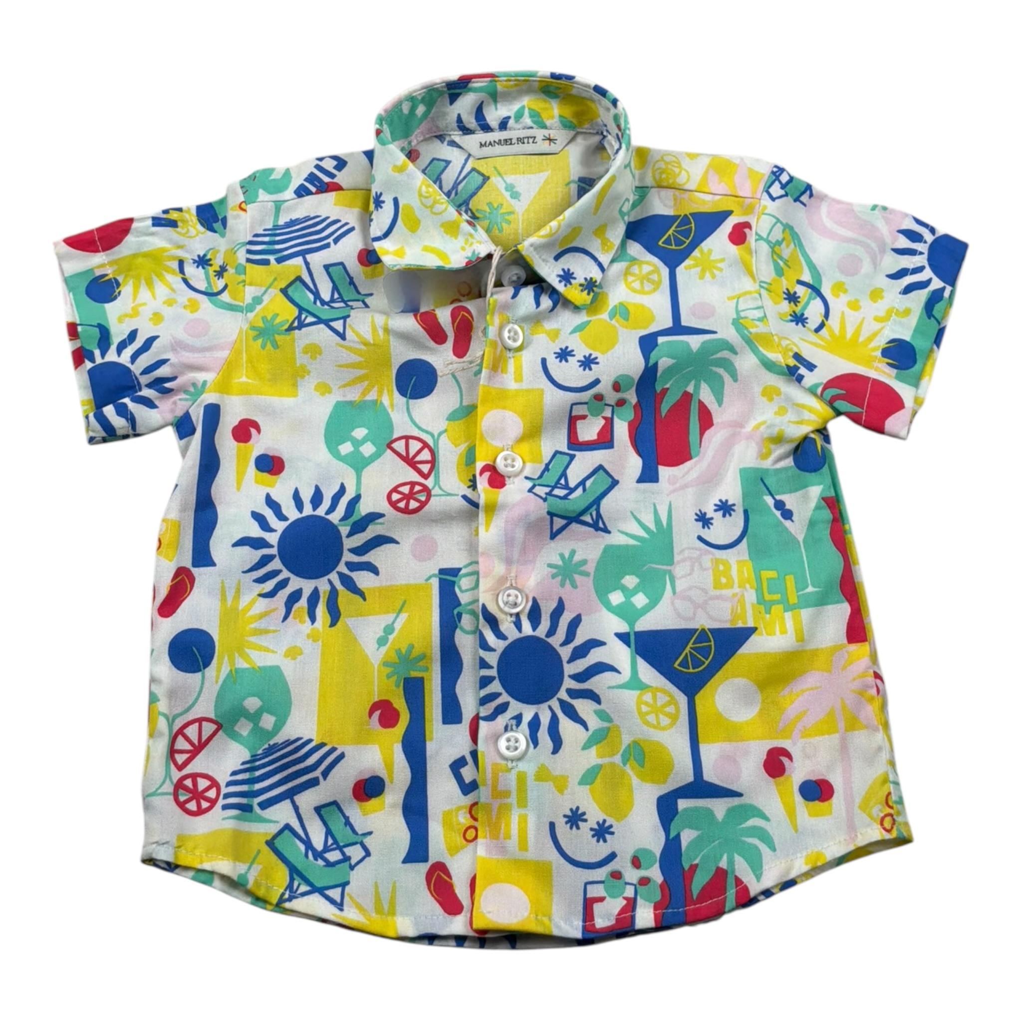 Manuel Ritz Camicia Mezza Manica Stampa Fantasia per Neonato MR2587 BIANCO MANUEL RITZ 
