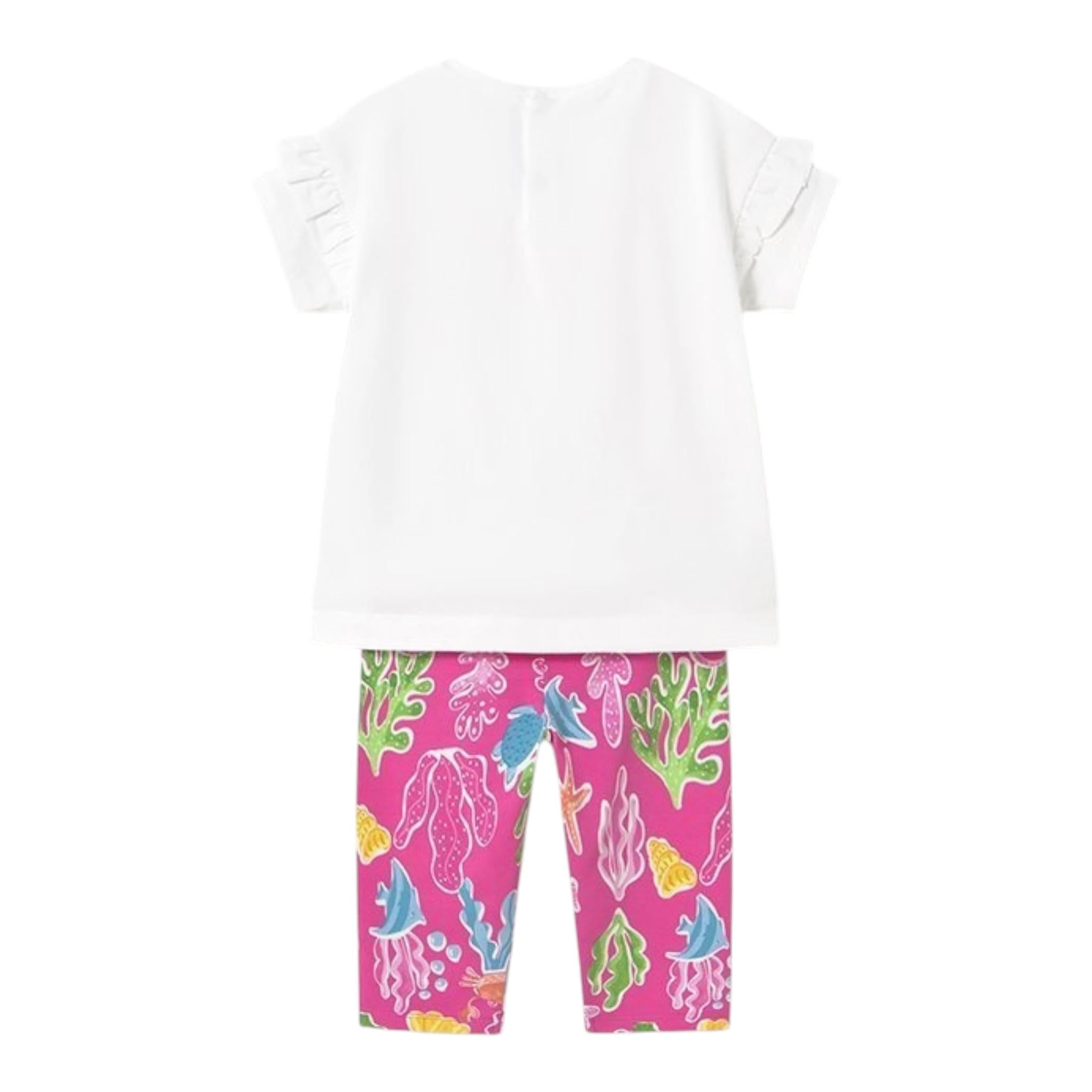 Mayoral Completo 2 Pezzi T-Shirt-Leggins per Neonata 1739 BIANCO/FUXIA MAYORAL 