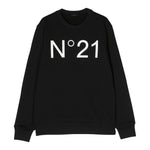 N°21 Felpa Girocollo Tinta Unita con Stampa per Bambino N21588 NERO N°21 