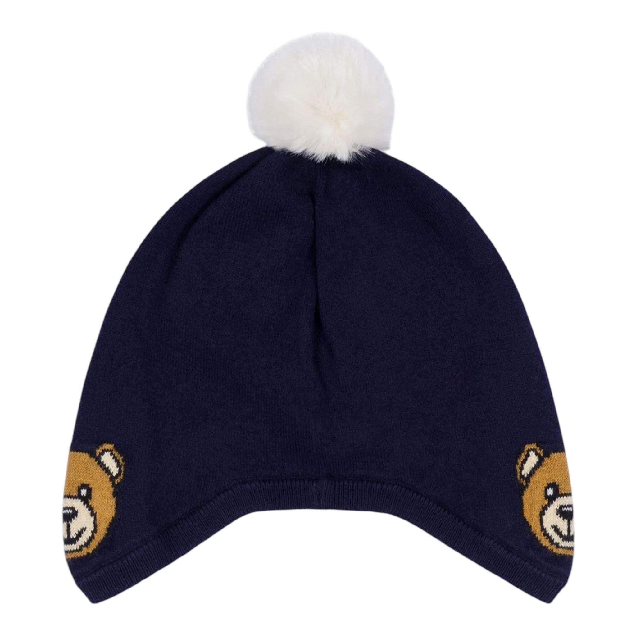 MOSCHINO cappello tinta unita con pon pon Blu per Bambino MUX04Z BLU MOSCHINO 