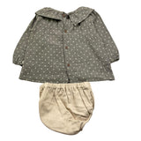 PETIT INDI completo 2 pezzi camicia-culotte Grigio per Neonata AW24B0201 GRIGIO PETIT INDI 