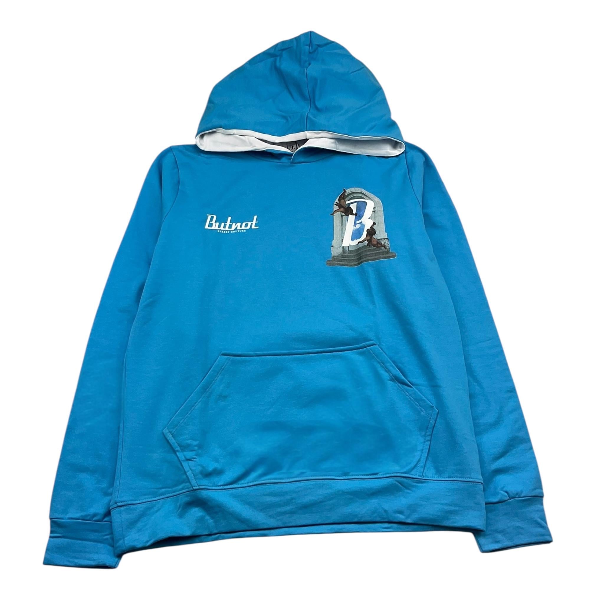 BUTNOT felpa chiusa con cappuccio tinta unita cn stampa Azzurro per Bambino B9895547 AZZURRO BUTNOT 