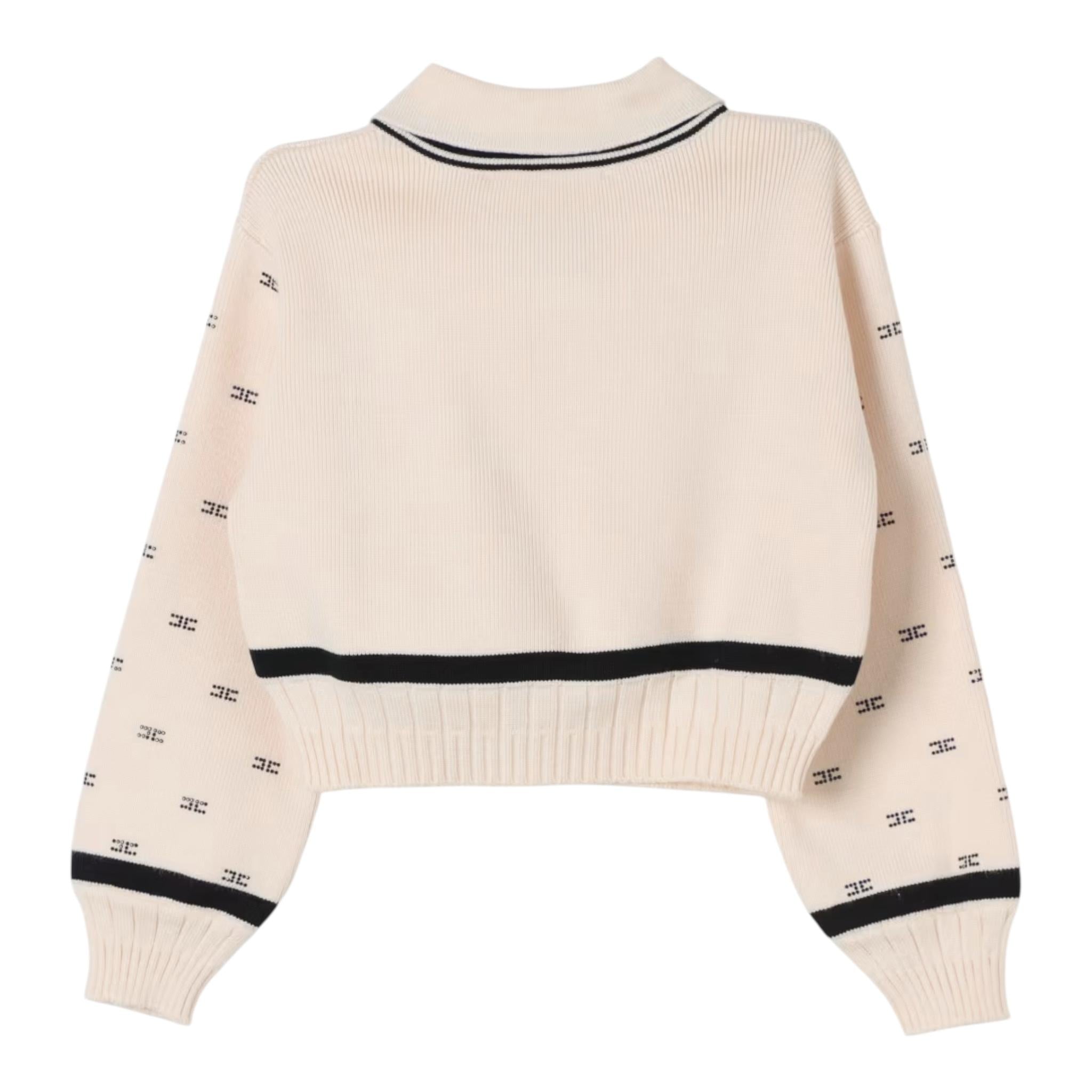 ELISABETTA FRANCHI maglia tinta unita con colletto e brillantini Crema per Neonata EGMA034 CREMA ELISABETTA FRANCHI 