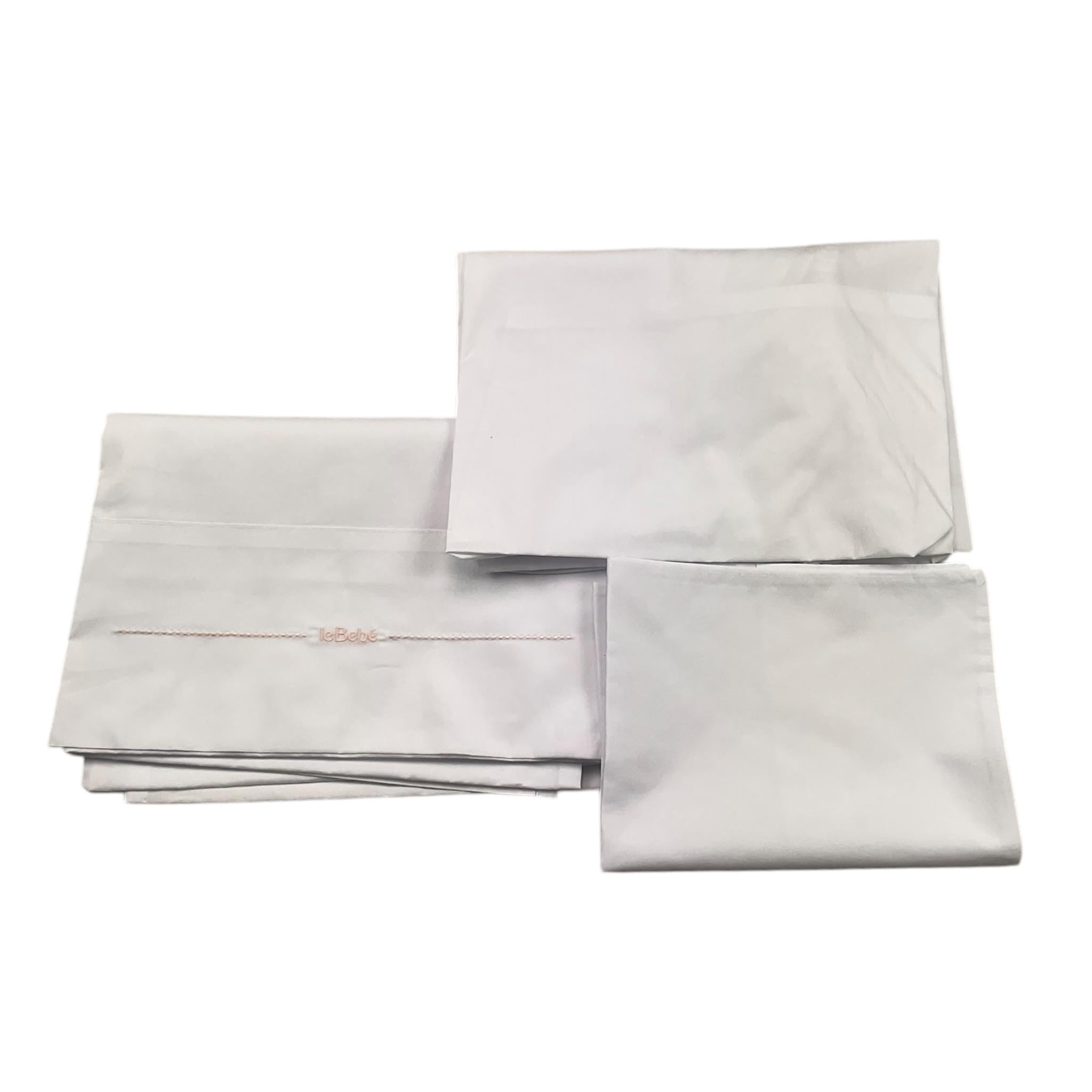 LE BEBE' set 3 pezzi lenzuola tinta unita cn ricami Bianco per Neonata LBG5988 BIANCO LE BEBE' 