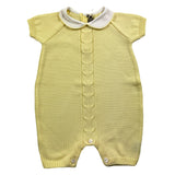 Little Bear Plain Half Sleeve Romper With Contrast Collar Yellow For Newborn