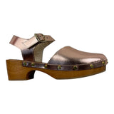 Papanatas Solid Color Clogs With Contrasting Sole And Pink Buckle For Girls