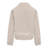 Only Plain Button Up Jacket In Beige Contrast For Girls