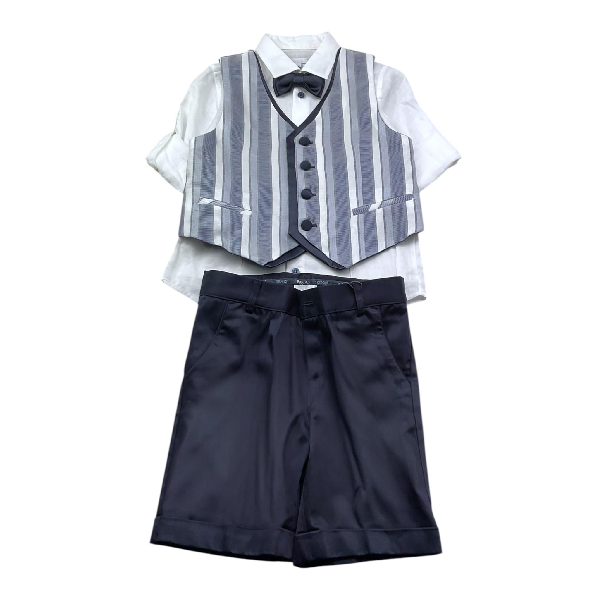 Baby A. Completo 4 Pezzi Bermuda-Camicia-Papillions-Gilet per Bambino A2804 AZZURRO BABY A. 