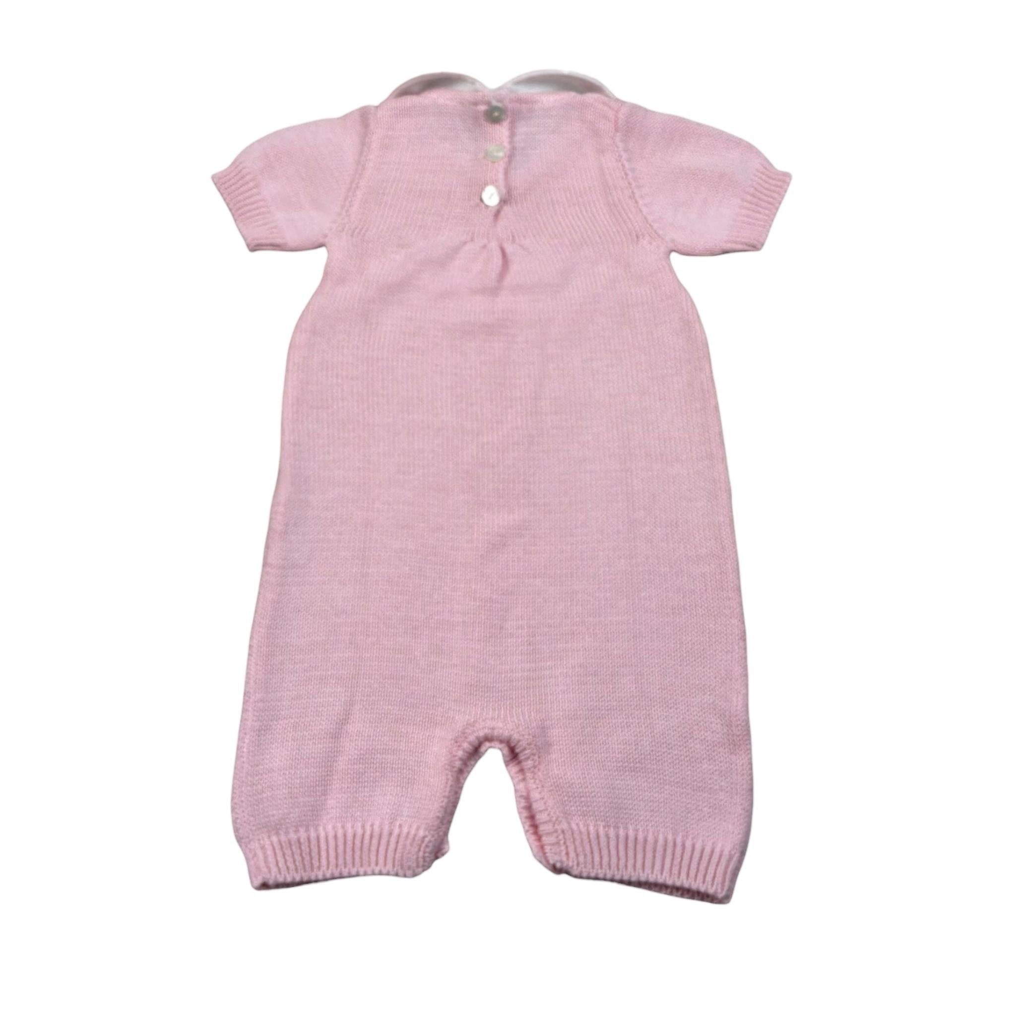 Scaldacuore Pagliaccetto Tinta Unita con Ricami per Neonata PS02CPE24 ROSA SCALDACUORE 