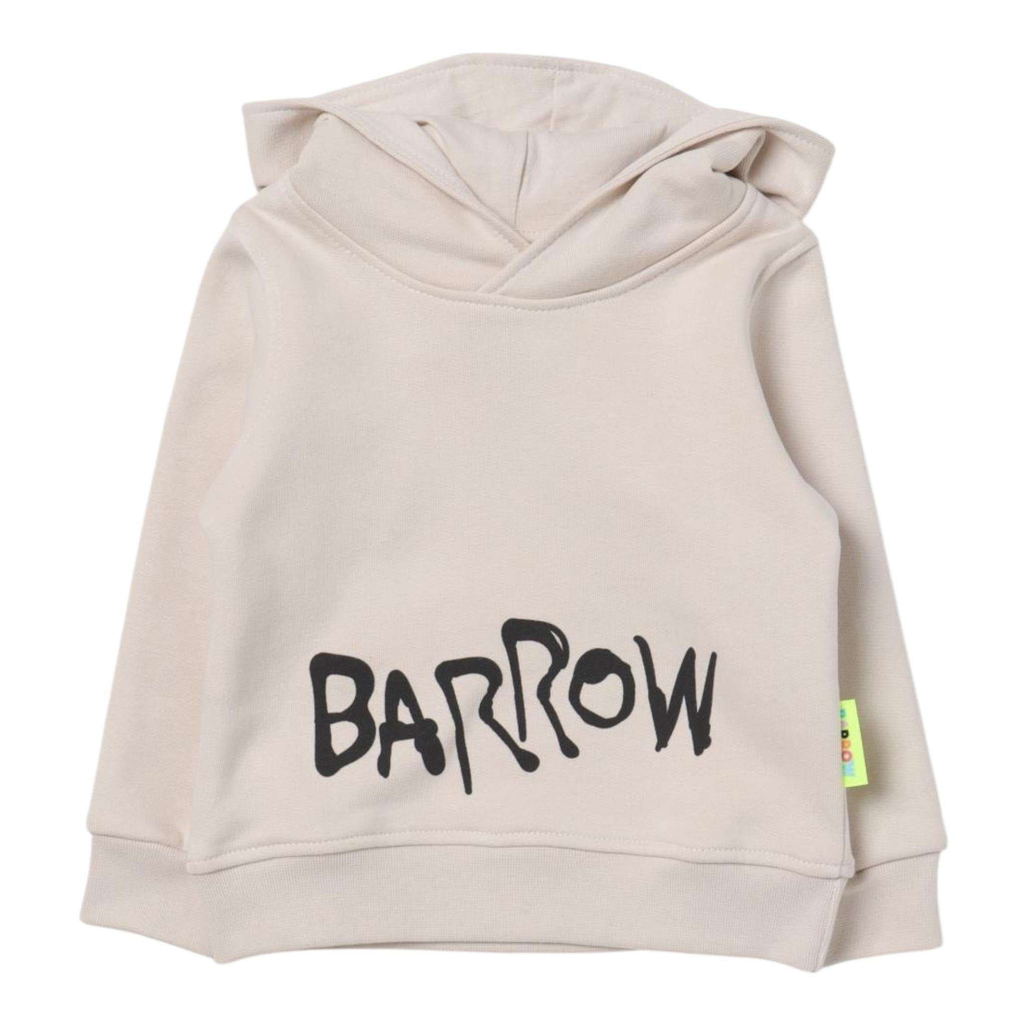 BARROW KIDS felpa chiusa con cappuccio tinta unita con logo Beige per Neonato F3BKJUHS073N BEIGE BARROW KIDS 