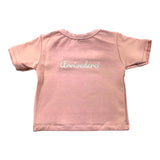 Bamboom+Babies Solid Color Round Neck Pink Print T-Shirt For Baby Girl