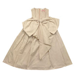 Vicolo Solid Color Dress Armhole With Beige Bow For Girls