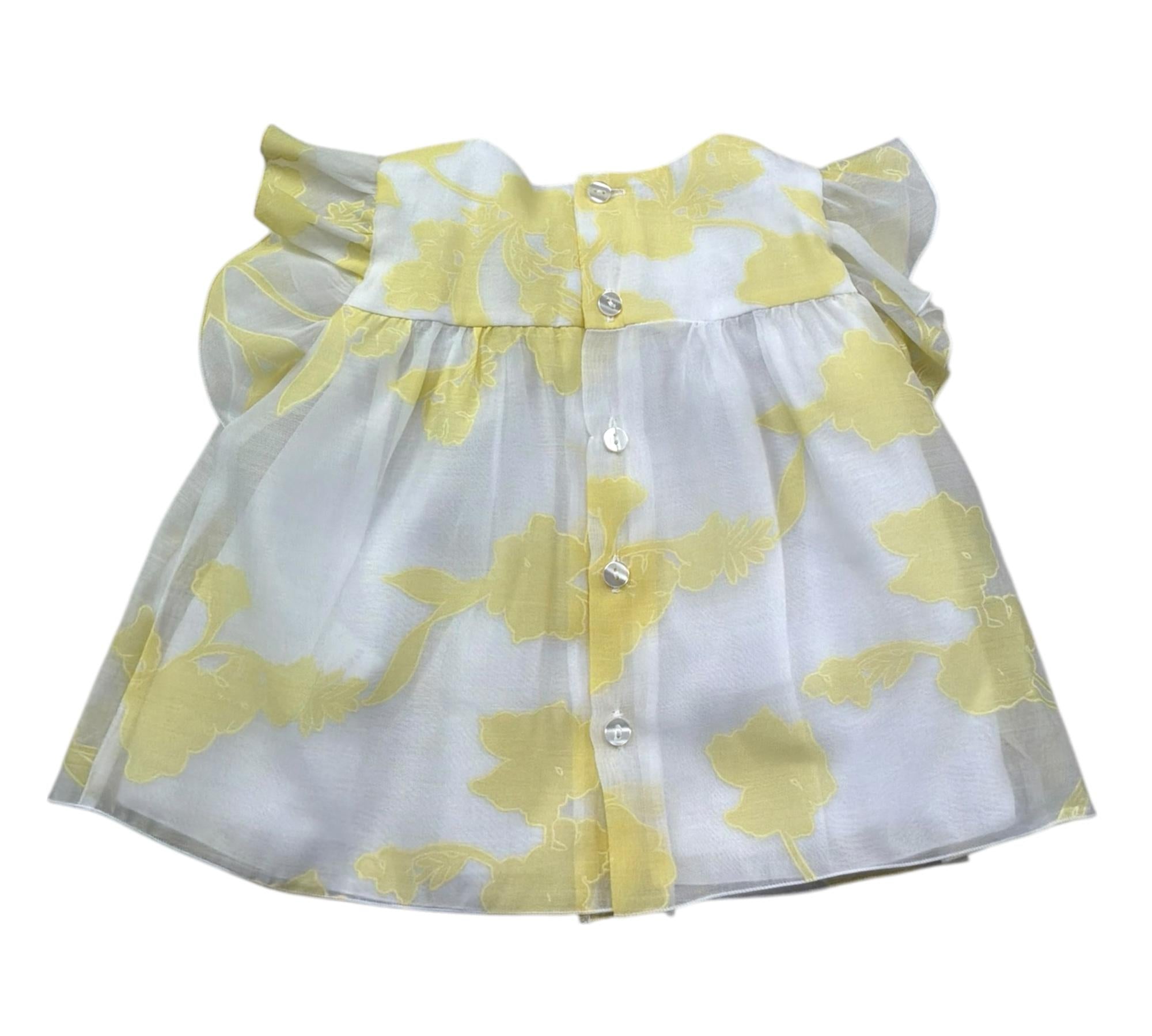 Le Bebe Camicia Giromanica Tinta Unita Stampa Fantasia per Neonata LBG6365 BIANCO LE BEBE 