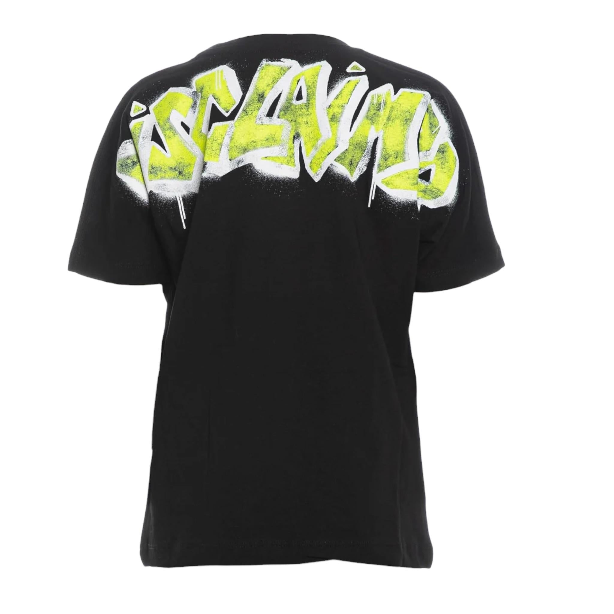 Disclaimer T-Shirt Girocollo Tinta Unita con Stampa per Bambino 25EDK58407X NERO/GIALLO DISCLAIMER 