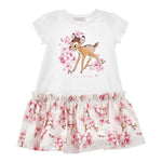 Monnalisa Abito Tinta Unita con Fantasia Fiori per Bambina 11E906J BIANCO MONNALISA 