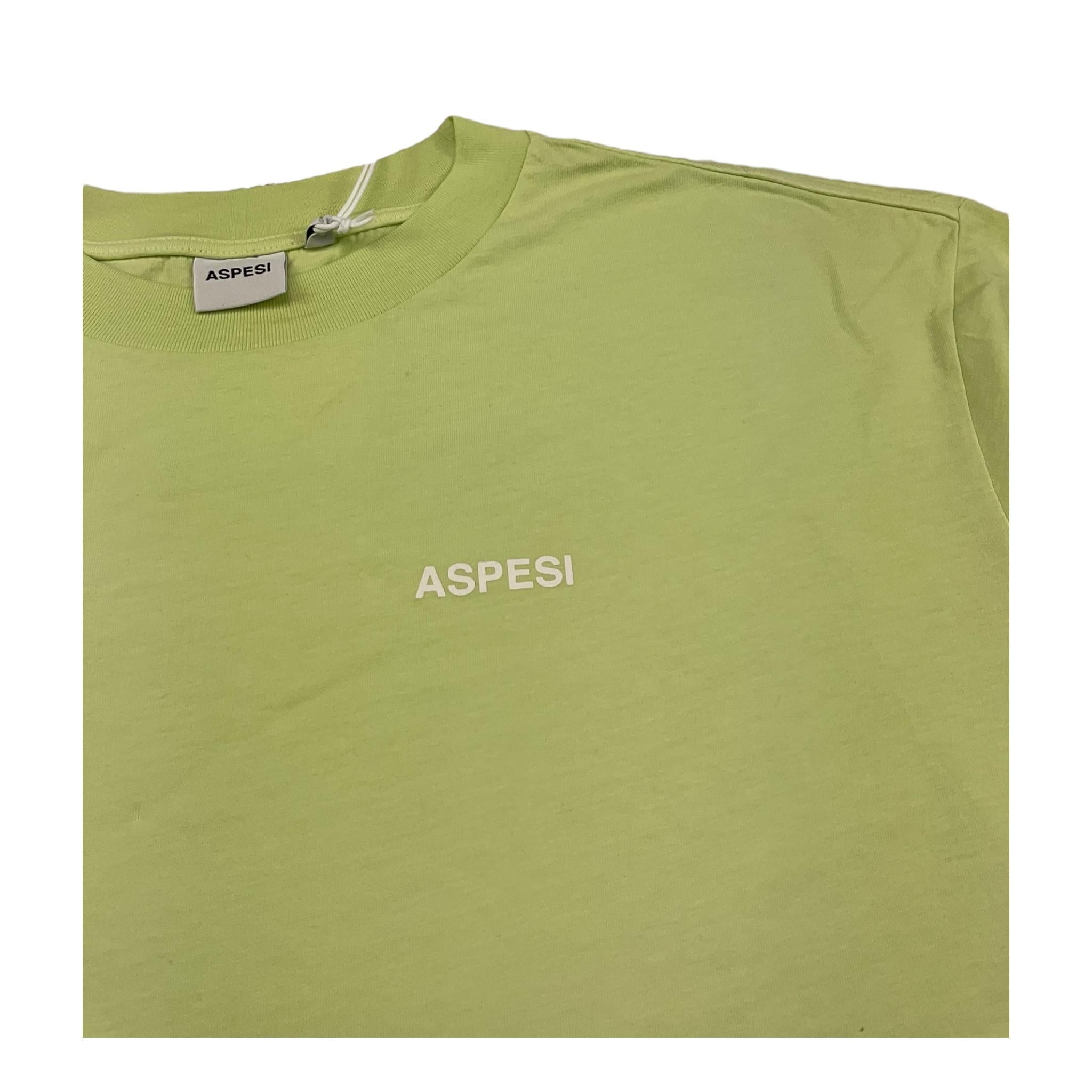 Aspesi T-Shirt Girocollo Tinta Unita con Logo per Bambina S25029TSM7038 VERDE ASPESI 