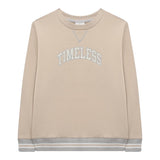 Eleventy Crewneck Sweatshirt Solid Color With Print And Contrasting Profiles Beige For Boys