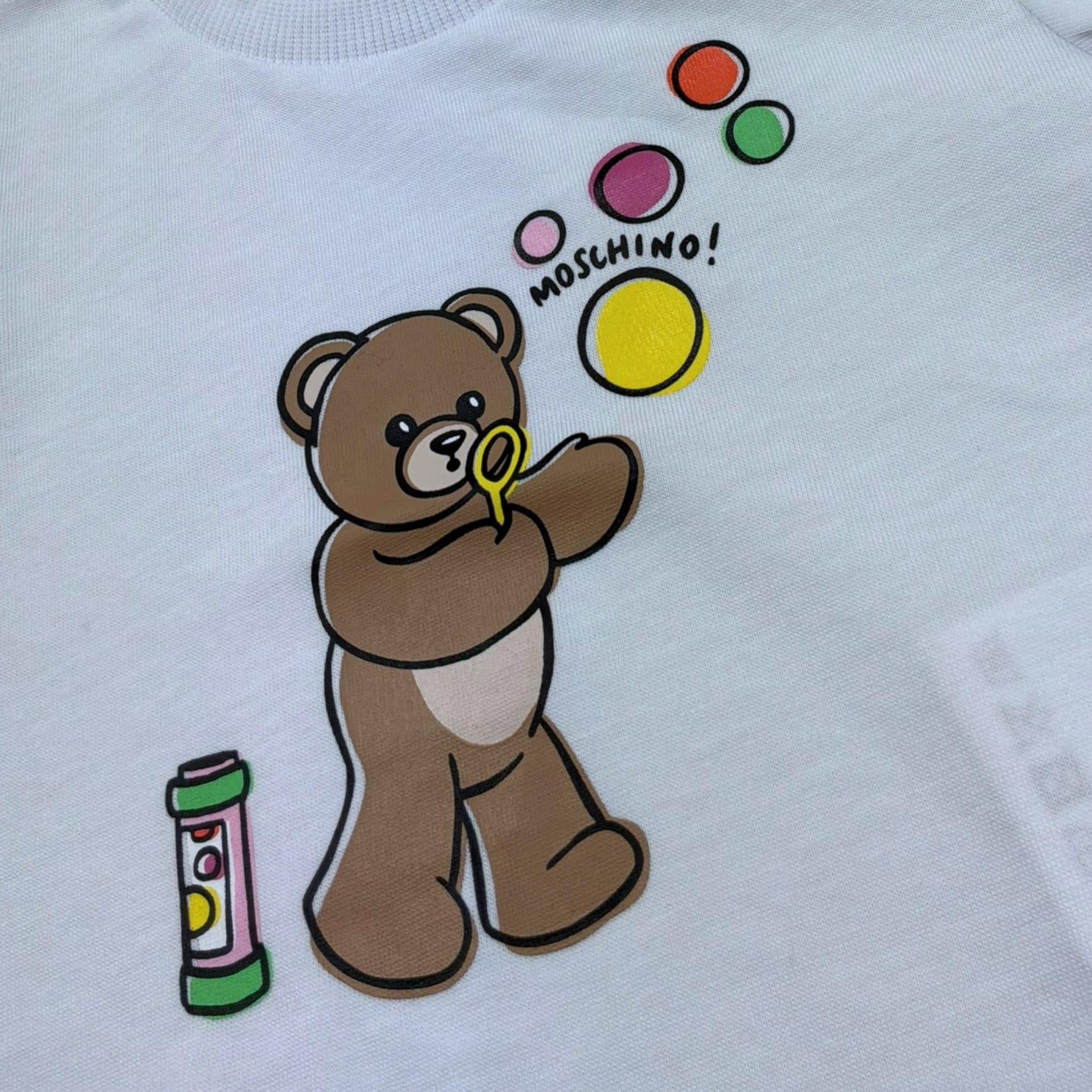 Moschino Completo 2 Pezzi T-Shirt-Bermuda Tinta Unita con Stampa per Neonata MUG01SS BIANCO MOSCHINO 