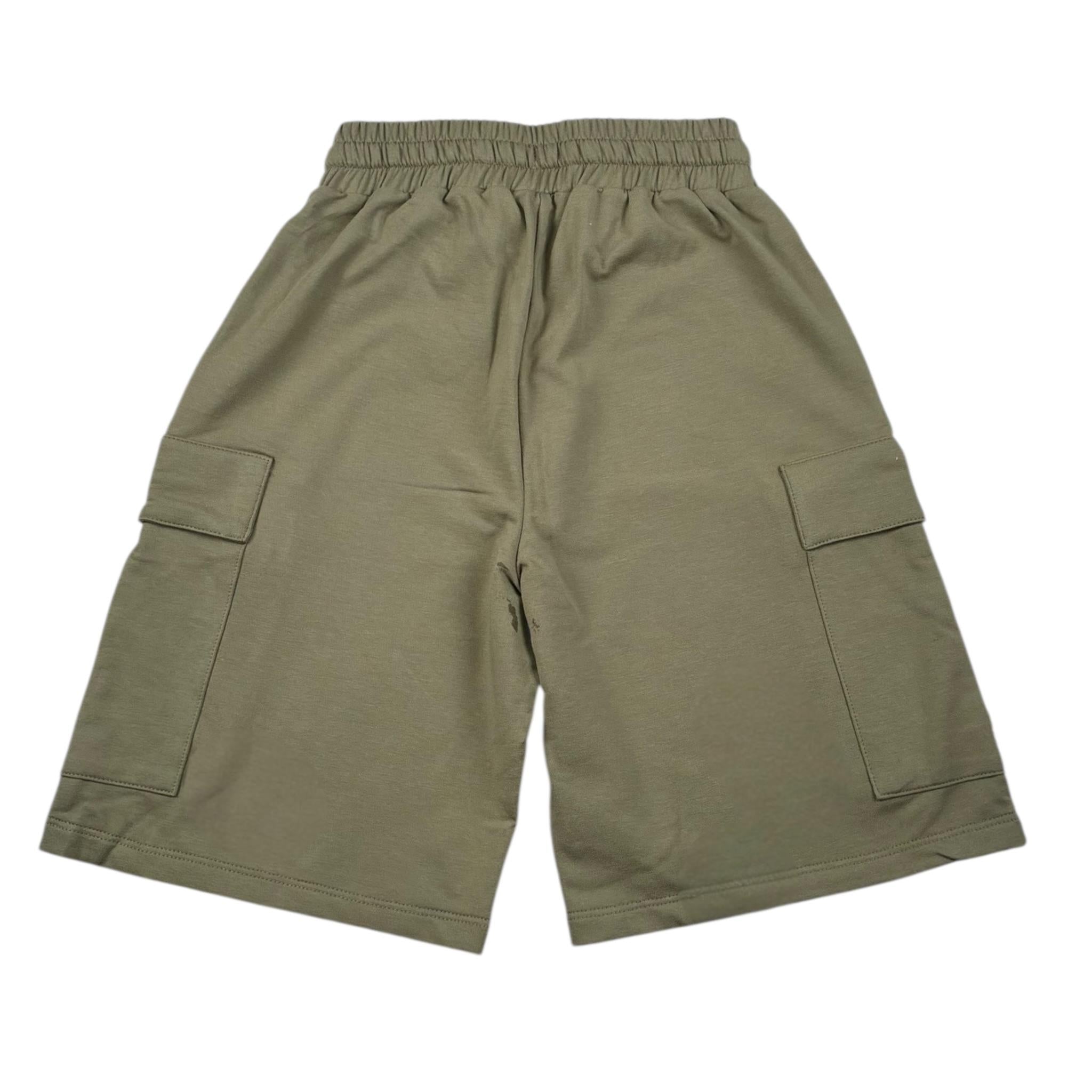 Please Bermuda In Felpa Tinta Unita per Bambino RE12042B72 VERDE PLEASE 