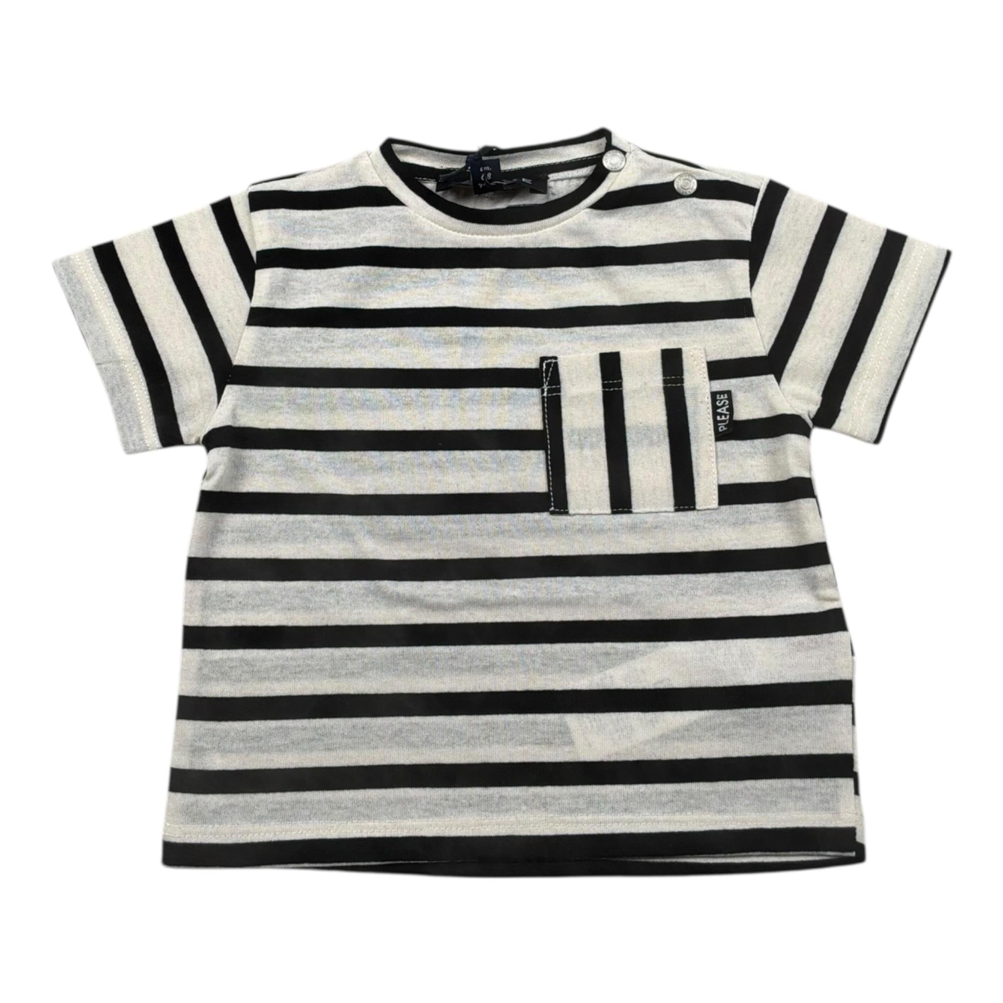 Please T-Shirt Bicolore con Taschino per Bambino MBC5031B71J PANNA PLEASE 