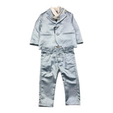 Damper Dan 4 Piece Set Jacket-Shirt-Pants-Bow Tie Blue For Newborn