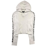 Balmain Plain Hooded Sweater With Logo Sleeves White For Boys