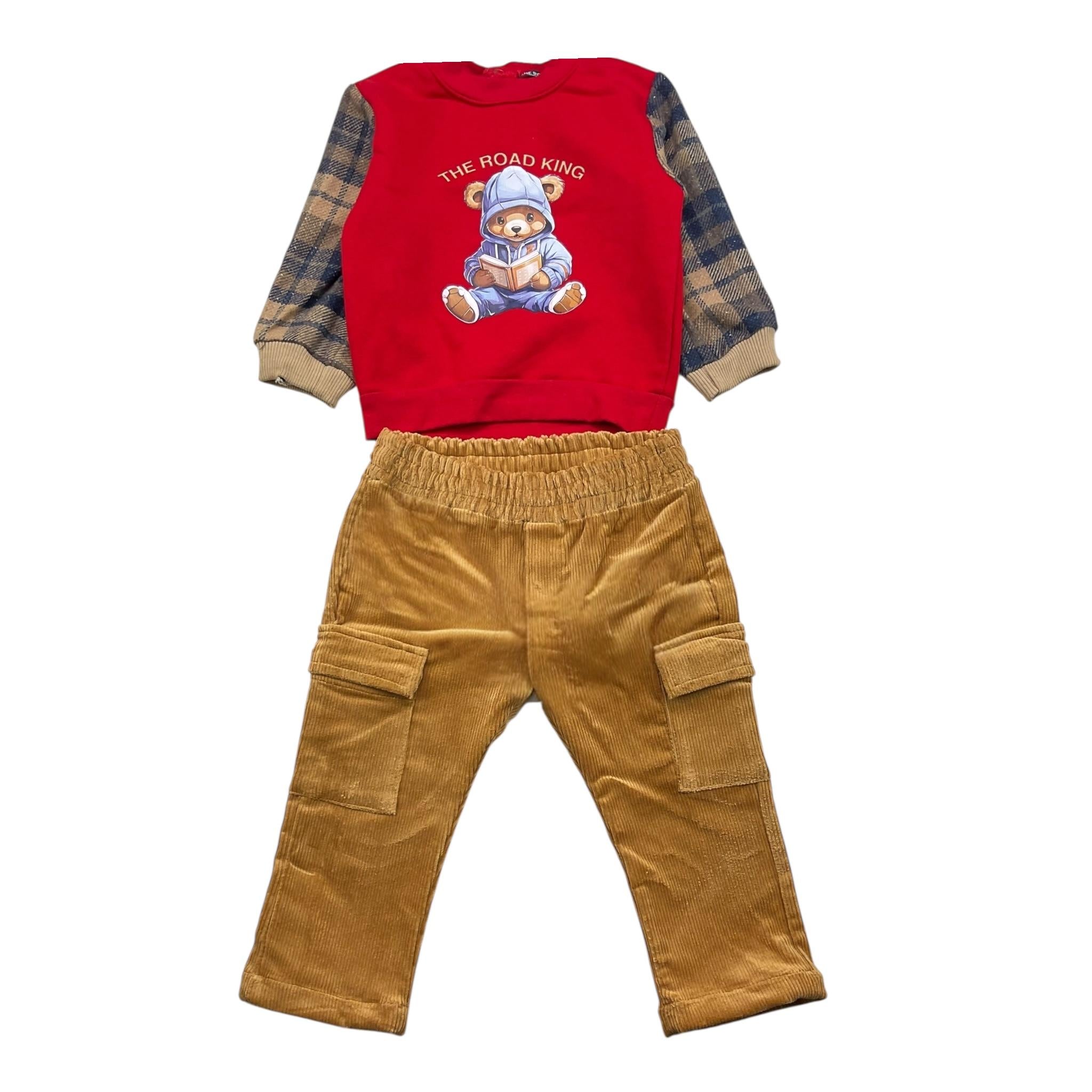 THE ROAD KING completo 2pz bicolore felpa-pantalone Rosso per Neonato K032 ROSSO THE ROAD KING 