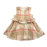 Y-CLU abito tinta unita con fantasia a quadri giromanica Bianco per Neonata YN20754 BIANCO Y-CLU 