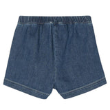 The Owl Denim Shorts Solid Color With Elastic Waist Blue For Baby Girl