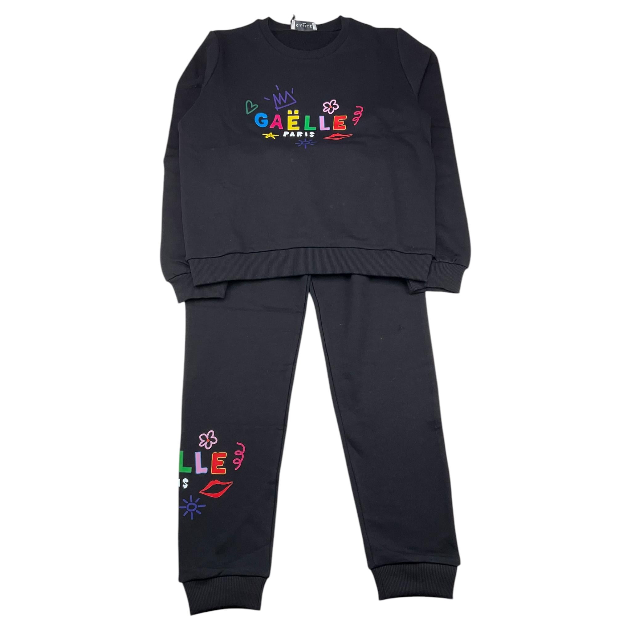 GAELLE completo 2 pezzi felpa-pantalone tinta unita Nero per Bambina 274100527 NERO GAELLE 