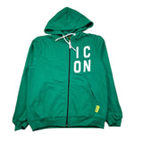 Icon Felpa con Zip E Cappuccio Tinta Unita con Logo per Bambino IBSW00493 VERDE ICON 