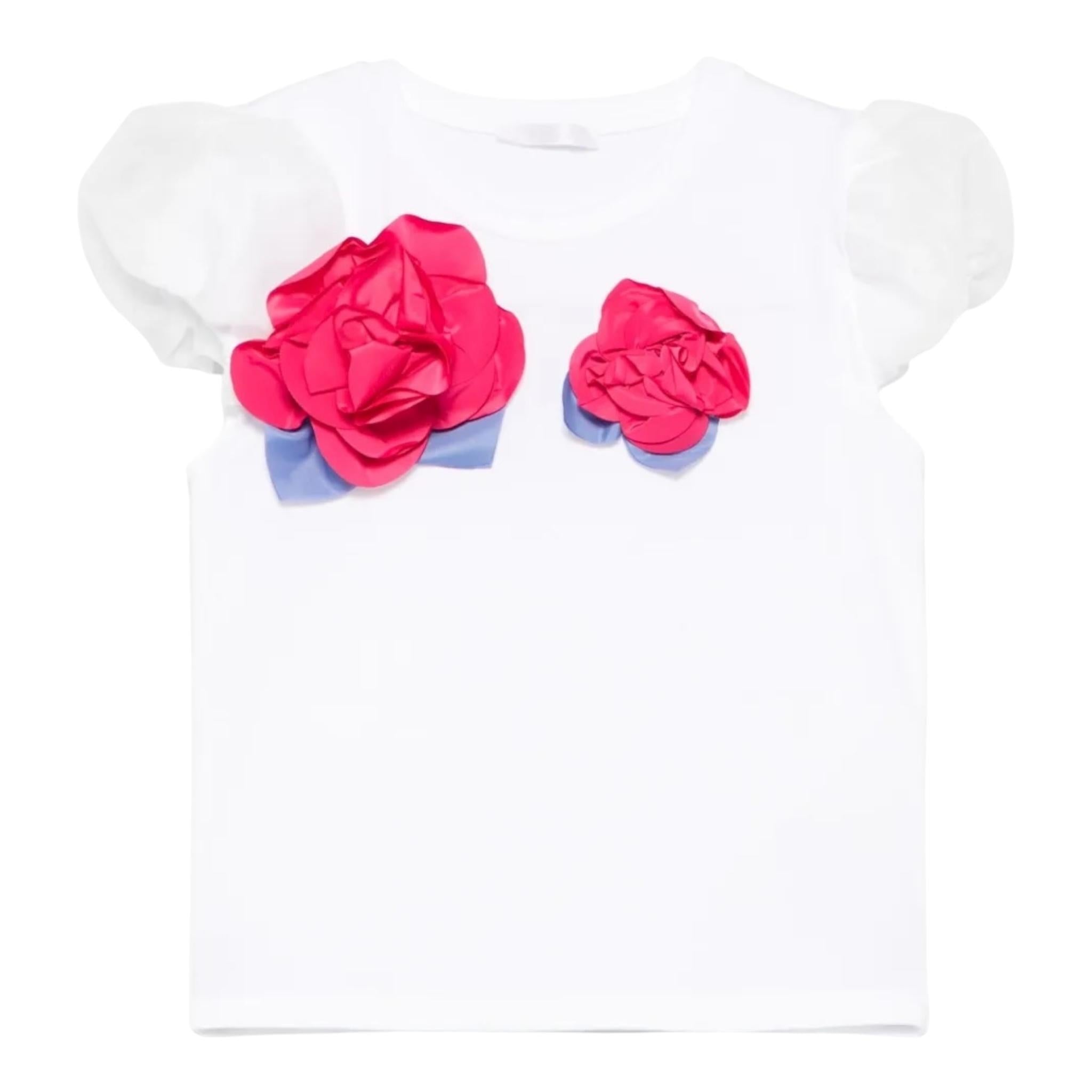 Miss Grant T-Shirt Girocollo Tinta Unita con Applicazioni per Neonata MG1332X BIANCO MISS GRANT 