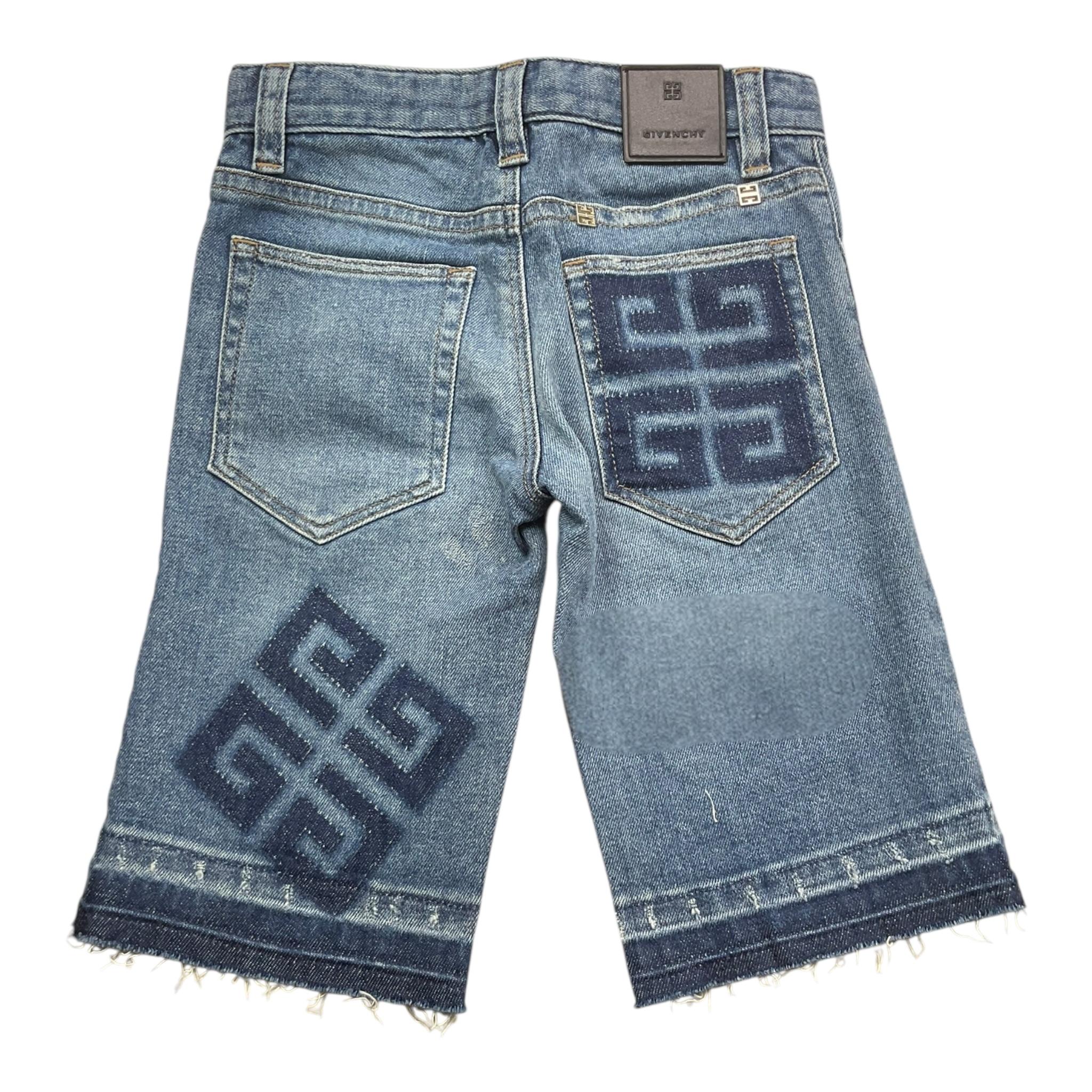 Givenchy Bermuda Tinta Unita In Denim con Logo per Bambino H30131 AZZURRO GIVENCHY 